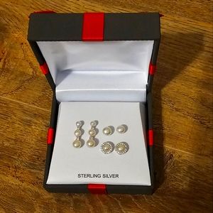 Sterling Silver 3 pair earing set